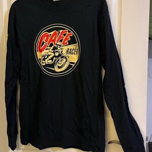 Gildan Black Cafe Racer Graphic Long Sleeve Shirt